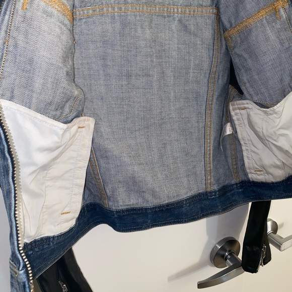 Rag &Bone Leather & Denim Crop Jacket In Indigo XS - Picture 7 of 16